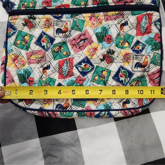 Vera Bradley Cuban Stamps Triple Zip Crossbody Bag Purse - Picture 5 of 12